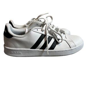 Adidas Shoes Men's 3-Stripe Lace-Up Grand Court Tennis White Black Size 11